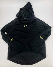 Nike Running Dri-FIT Black Pullover Hoodie Gold Logo Women's Regular M