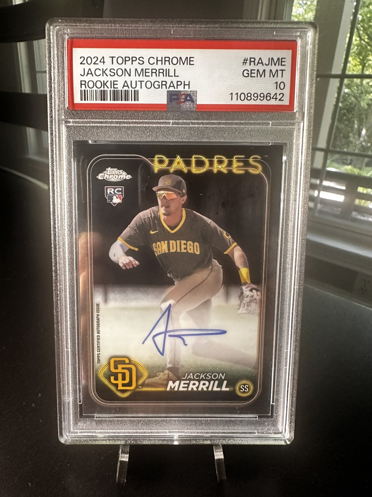 2024 Topps Chrome Jackson Merrill Rookie Auto RC #RAJME Rookie PSA 10 GEM MINT