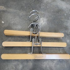 Set Of Three 3 Nevco Princess Vintage Wooden Pant/Skirt Hangers Felt Lined