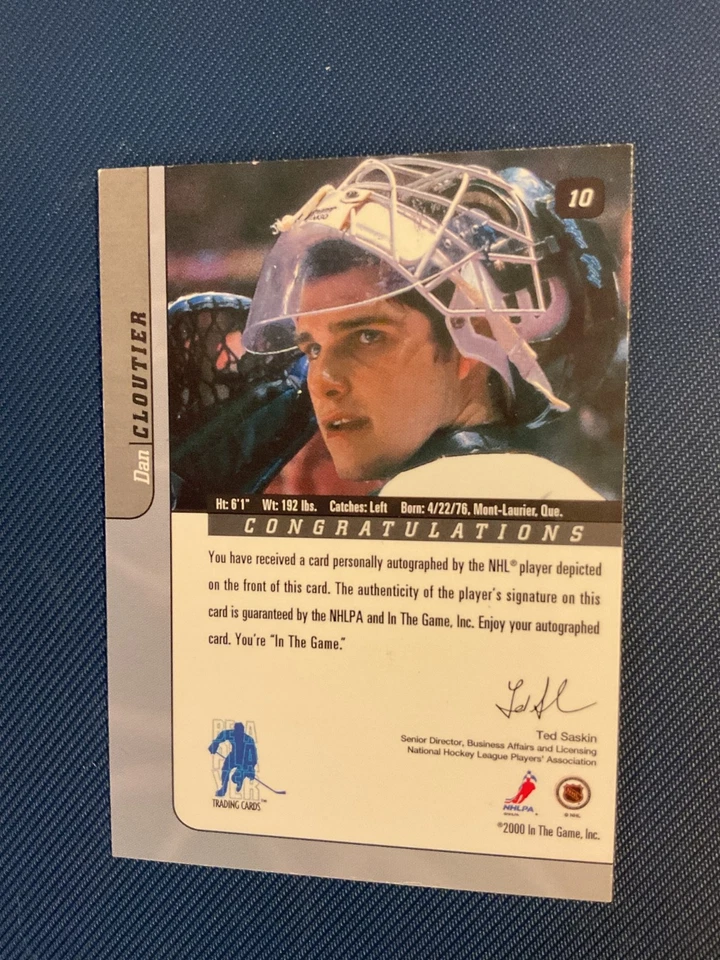 2000-01 In The Game Signature Series Dan Cloutier Autographed Card - Image 2 of 2