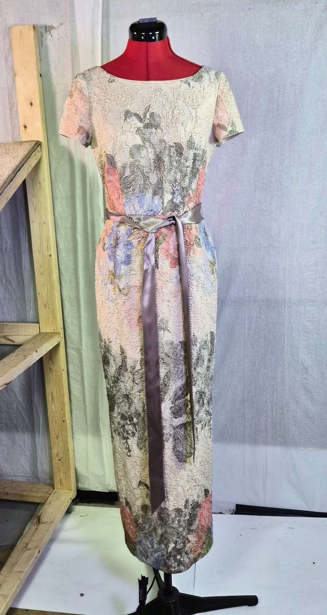 Adrianna Papell Womens Dress Floral Jacquard Back Slit Size 4 Maxi Zip Up F912 Adrianna Papell Womens Dress Floral Jacquard Back Slit Size 4 Maxi Zip Up F912