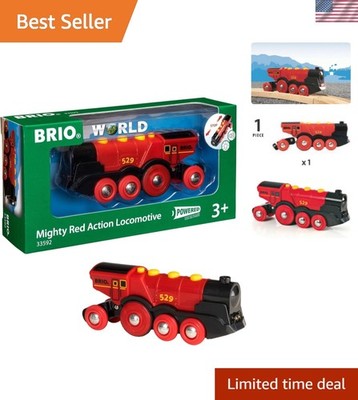 World Mighty Red Action Locomotive - Battery-operated Toy Train for Wooden Tr...