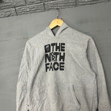 The North Face Boys Large 14/16 Gray Block Logo Pullover Hoodie Fleece Sweatsh