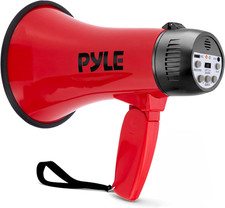 Pyle Rechargeable Bullhorn Megaphone with Voice Recording, AUX Input  Siren, US