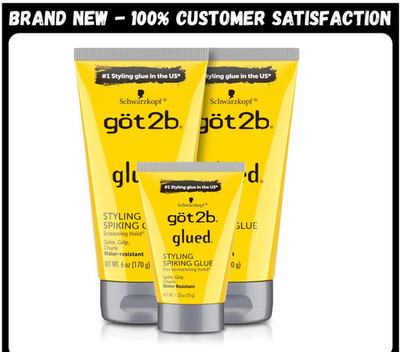 Got2B Glued Styling Spiking Hair Gel 2 - 6 oz tubes + 1 Travel 1.25 oz tube
