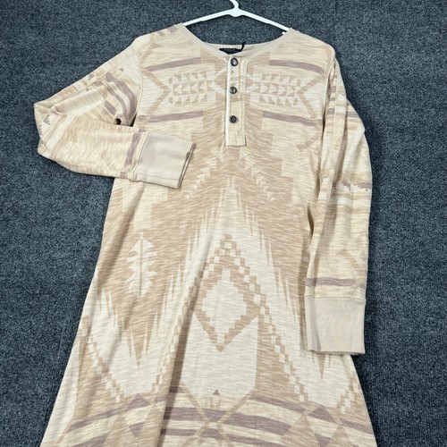 Polo Ralph Lauren, Polo Ralph Lauren Southwestern Waffle Knit Henley Maxi Dress Tan XL