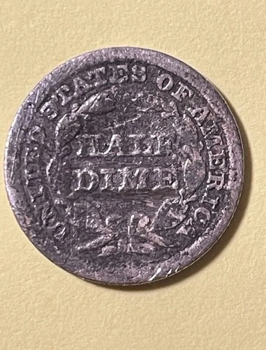 1848 Seated Liberty Half Dime Large Date. AG About Good.