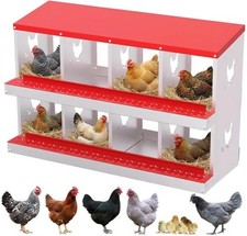 8-Compartment Metal Chicken Nest Box Wall-Mount or Freestanding Egg Laying Box