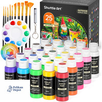 Shuttle Art Acrylfarben Set 25 Farben Wasserfest AußEn 10 Pinsel