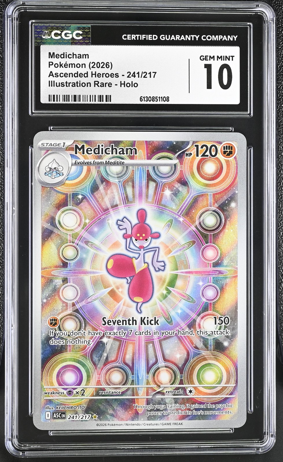 Pokémon GRADED Medicham 241/217 Ascended Heroes IR 10 CGC ENGLISH