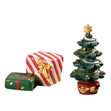 2 Pcs Christmas Aquarium Decoration Cute Tree Present Box Miniature Statue