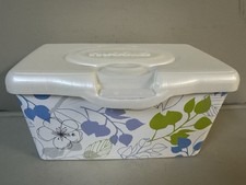 Huggies EMPTY Baby Wipes Container Blue Green Gray Leaves Flowers Dispenser 2016
