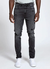 PRPS WARLOCK JEANS 30 x 30 Drop Skinny Fit Distressed Black Denim Stretch Zip
