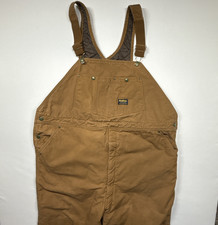OshKosh Mens Bib Overalls 50x32 Insulated Canvas Brown Workwear Cold Weather