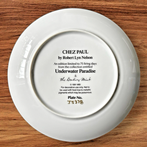 Danbury Mint 1991 CHEZ PAUL Decorative Plate Underwater Paradise - Nelson - Picture 2 of 3