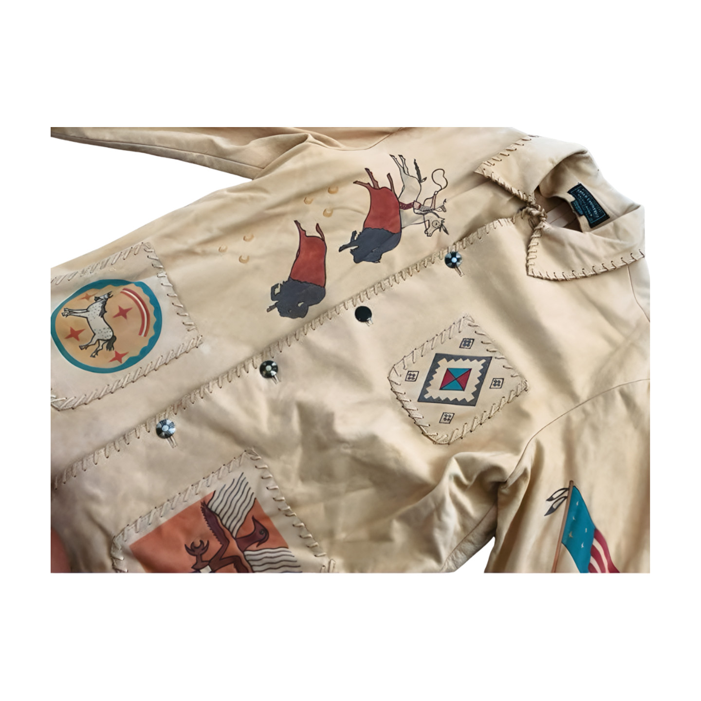 Polo Country Ralph Lauren Native Deerskin Leather Jacket M Vintage 90s SW Auth image 3