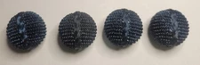 Vintage Blue Beaded Shank Buttons Set of 4 Antique Sewing Collectible