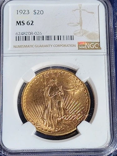 1923 Saint Gaudens Double Eagle Gold $20, MS 62 NGC, FREE PRIORITY SHIPPING!