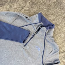 The North Face Womens Quarter Zip Pullover Blue Heathered Fleece Jacket Large