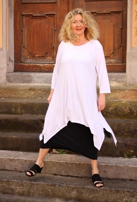 MAGNA - Lagenlook TUNIKA SHIRT A-Linie Gr 44 bis 58 - weiß