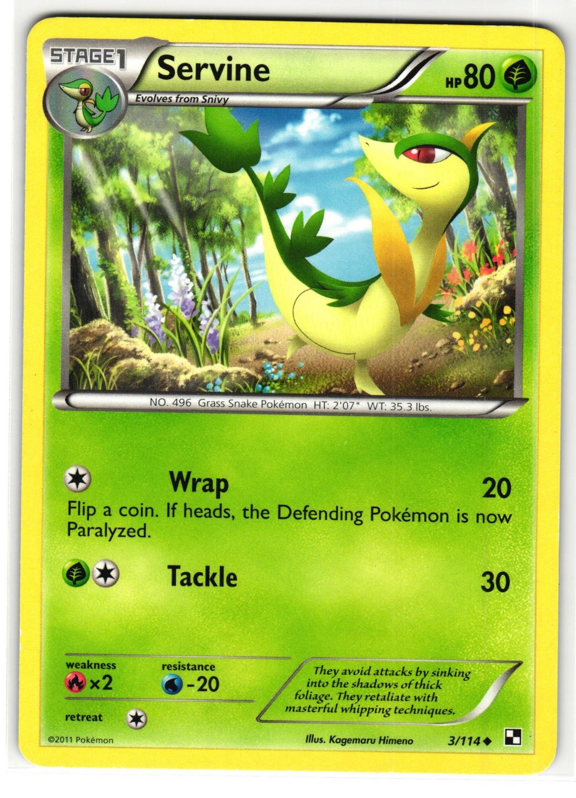 SERVINE 3/114 BLACK & WHITE ENGLISH POKEMON TCG