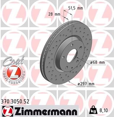 2x ZIMMERMANN Bremsscheibe 370.3050.52 für MAZDA