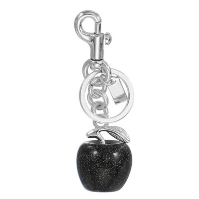 Apple Keychain for Women Bag Purse Charm with Key Ring and Clip Black-Silver