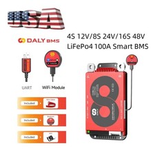 Daly Smart BMS 4S 12V/8S 24V/16S 48V 100A LiFePo4 BMS Bluetooth Module lot USA