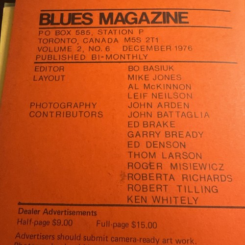 Vintage Lot BLUES MAGAZINE Music 1970s Toronto Lot of 6 - Picture 10 of 13