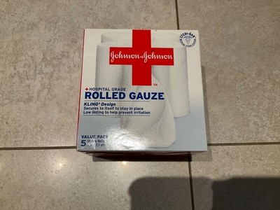 Johnson & Johnson Hospital Grade Rolled Gauze ~ 3 inch x 2.1 yds each ~ 5 Count