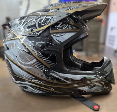 ZOAN MX-1 Motor Cross Racing Helmet Size Large 60cm Black Gold Gray Comp Resin