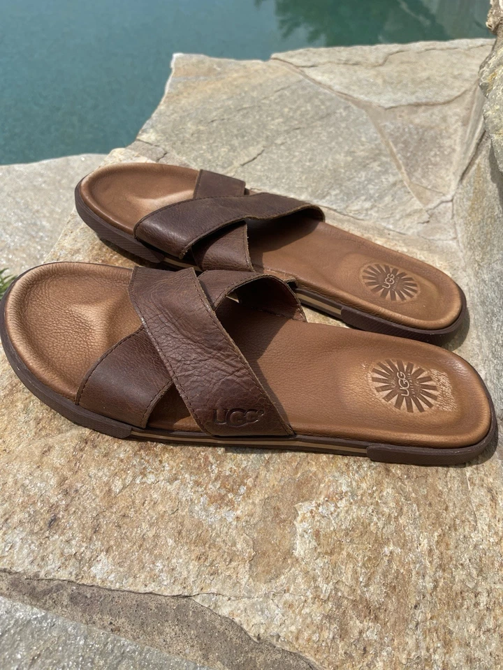 UGG Men's Wainscott Slide Sandal (US 12) Chestnut Brown Suede - Image 2 of 4