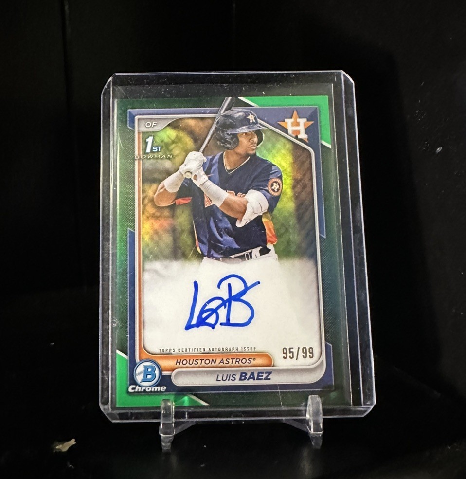 2024 Bowman Chrome 1st Bowman true Green Autograph Luis Baez Auto /99 Houston