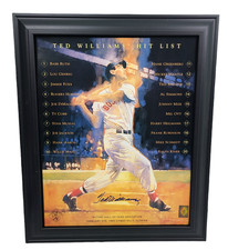 Ted Williams Signed Framed Boston Red Sox Hit List Photo Green Diamond