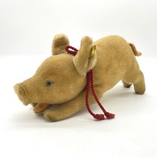 Steiff Jolanthe Pig Vintage Mohair Plush Red Cord Button In Ear 1317,01 Germany