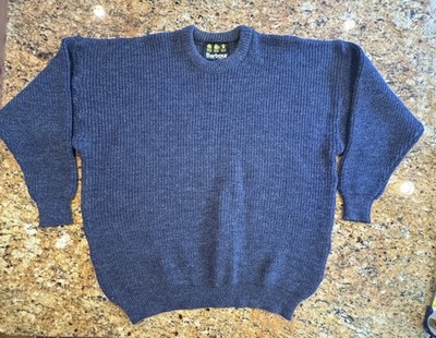 Barbour Marl Blue Wool Sweater Heathered Scotland Heavy Knit Tyne Fisherman XXL