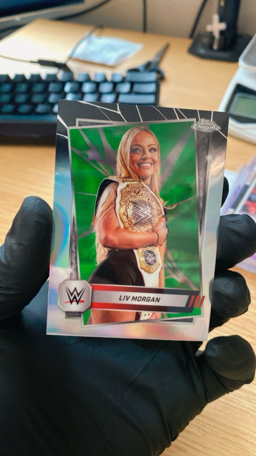 2025 Topps Chrome WWE Neon Green and Black Refractor #146 Liv Morgan