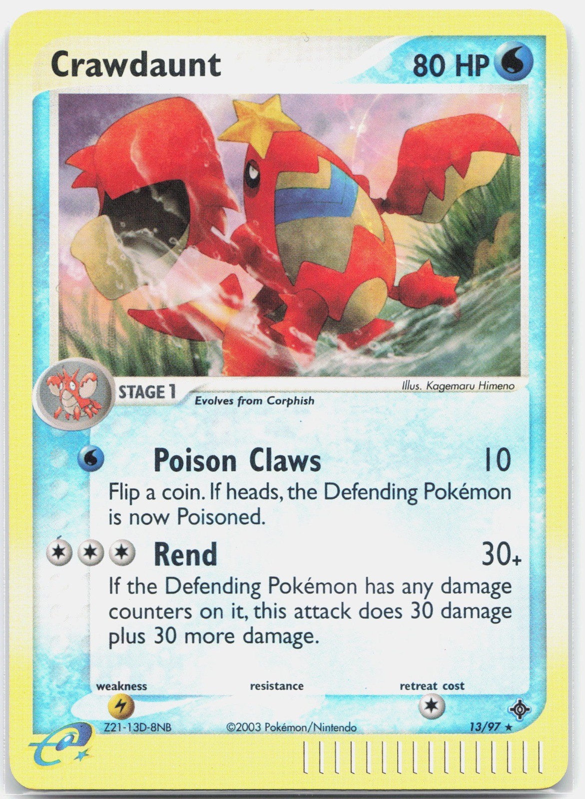 Crawdaunt Rare EX Dragon DR Water Reverse Holo 13/97 2003 NM