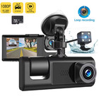 Universal 3 Channel Dash Cam 1080P Full HD, Fits All Cars, 3 Lens Car Camera wit