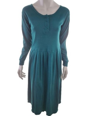 FORECAST Damen Maxikleid Gr. S Grün Baumwolle 100% Langer Ärmel Lang Runder