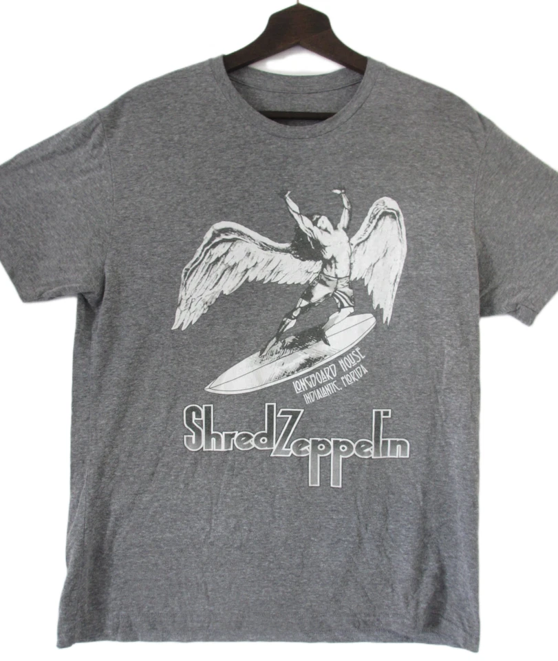 Camiseta De Colección Shred Zeppelin Para Hombre M/L Gris Surf Playa Costera Gnarly Stoked Foto 3 de 4