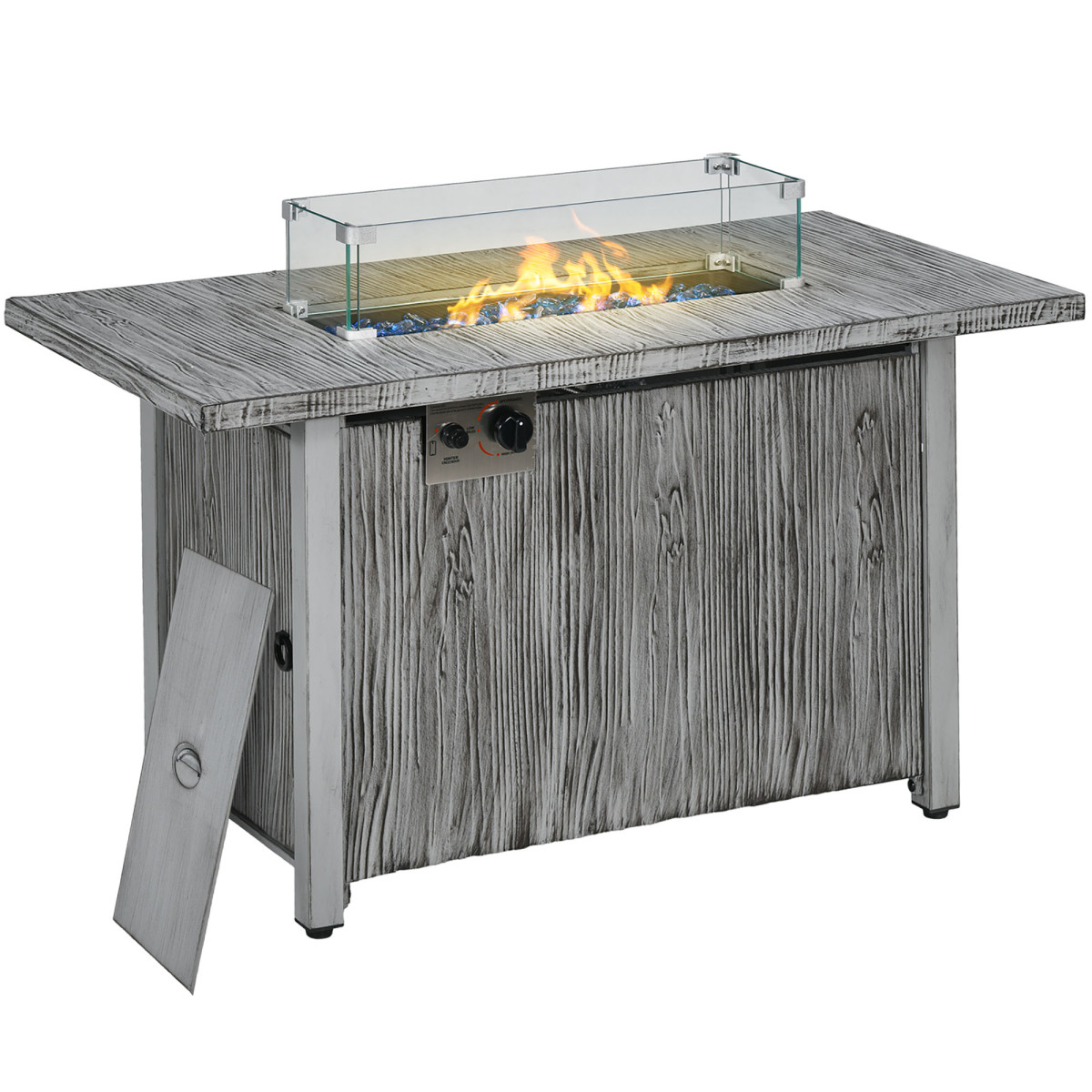 Outsunny Gas Fire Pit Table - 109cm - 50,000 BTU Burner - Grey - Image 2