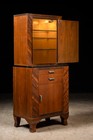 Vintage Streamline Art Deco Walnut Medical Cabinet