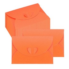 50 Pcs 4"x2.8" Gift Envelopes Cute Cards Holder with Heart Clasp Orange