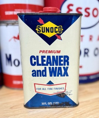 Vintage Sunoco Cleaner And Wax Oil Can 16oz. Some Contents