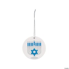Hanukkah Menorah Ceramic Christmas Ornaments - 12 Pc 13949502