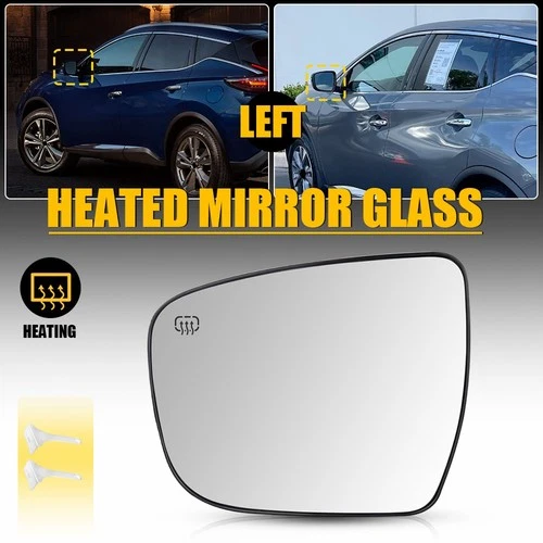 Left Driver Side Rearview Mirror Glass Heated For Nissan Murano Rogue Pathfinder