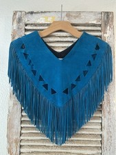 A5 Pioneer Wear Teal Cowhide Leather Fringe Collar One Size - EUC