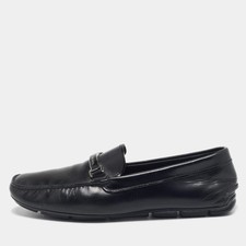 Prada Black Leather Slip On Loafers Size 43