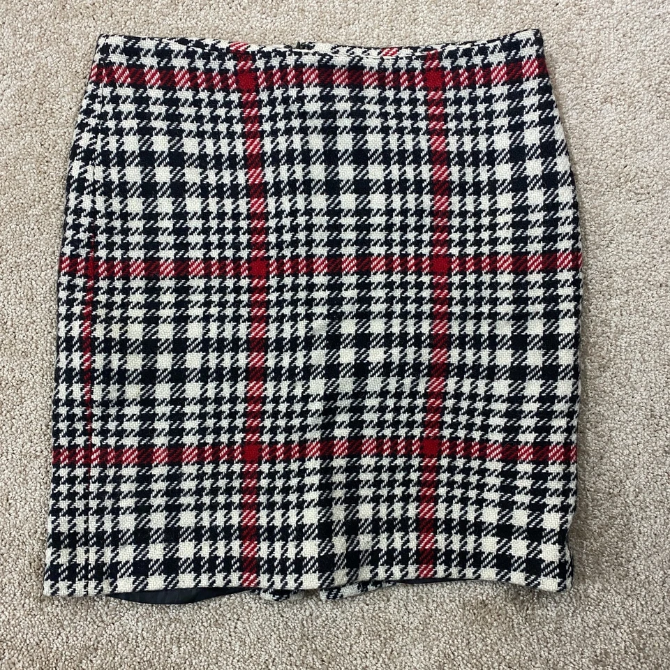 Falda Talbots Mujer 8 Mezcla de Lana Negra Cuadros Recta Damas Preppy Clásica Años 90